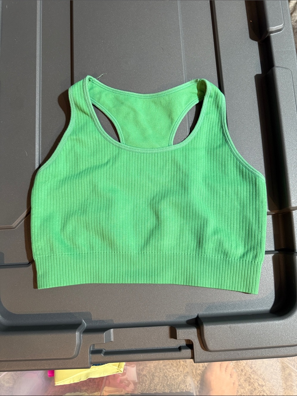 Zyia Seamless Ribbed Racerback Bralette in Bright Green